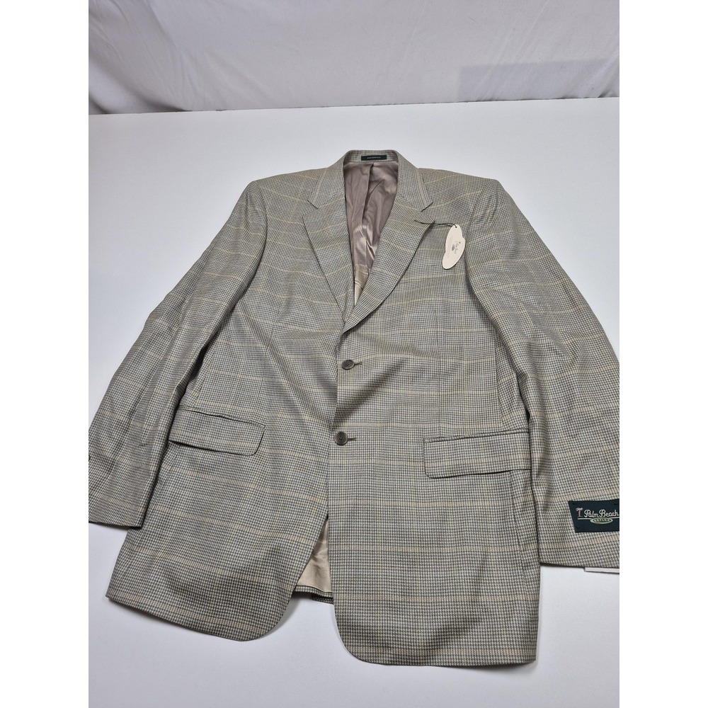 PalmBeach Blazer Mens 42 Long Big Tall Gray Silk Wool Check Tweed Sport Coat NWT